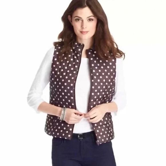 NWT Ann Taylor Loft Quilted Polka Dot Vest - Picture 1 of 6